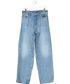 Weekday Blue Rail Mid Rise Loose Wide Leg Jeans - Length 32 W27