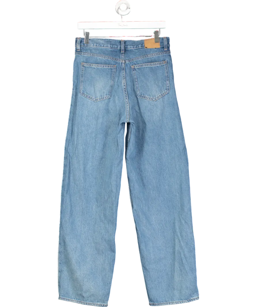 Weekday Blue Rail Mid Rise Loose Wide Leg Jeans - Length 32 W27
