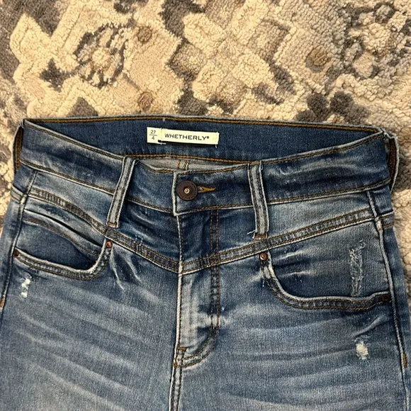 WHETHERLY Conrad High Waist Raw Hem Wide Leg Jeans - Medium Edwards