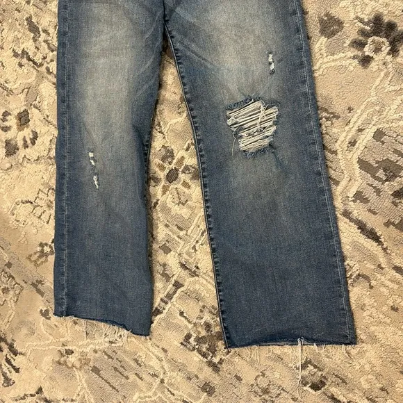 WHETHERLY Conrad High Waist Raw Hem Wide Leg Jeans - Medium Edwards