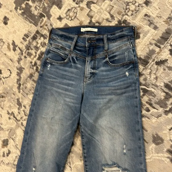 WHETHERLY Conrad High Waist Raw Hem Wide Leg Jeans - Medium Edwards