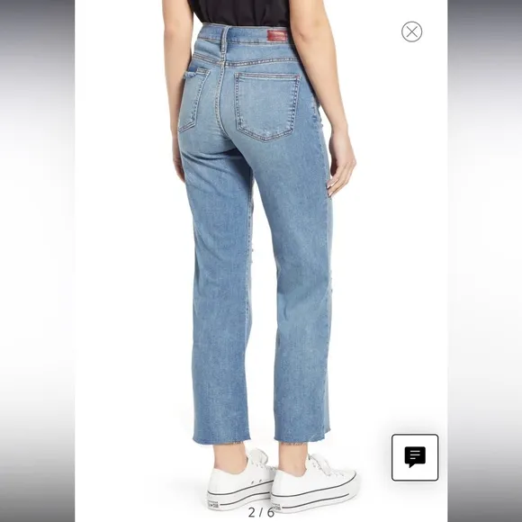 WHETHERLY Conrad High Waist Raw Hem Wide Leg Jeans - Medium Edwards