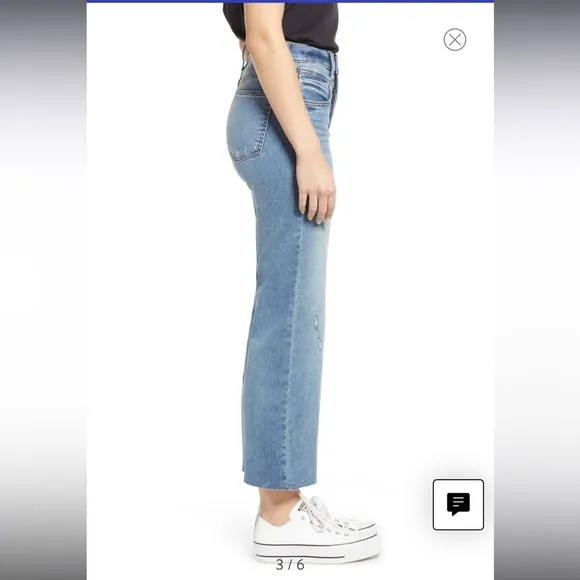 WHETHERLY Conrad High Waist Raw Hem Wide Leg Jeans - Medium Edwards
