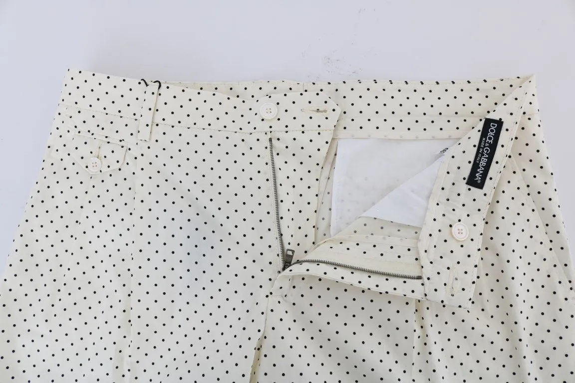 White Cotton Polka Dot Dress Pants