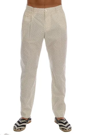 White Cotton Polka Dot Dress Pants