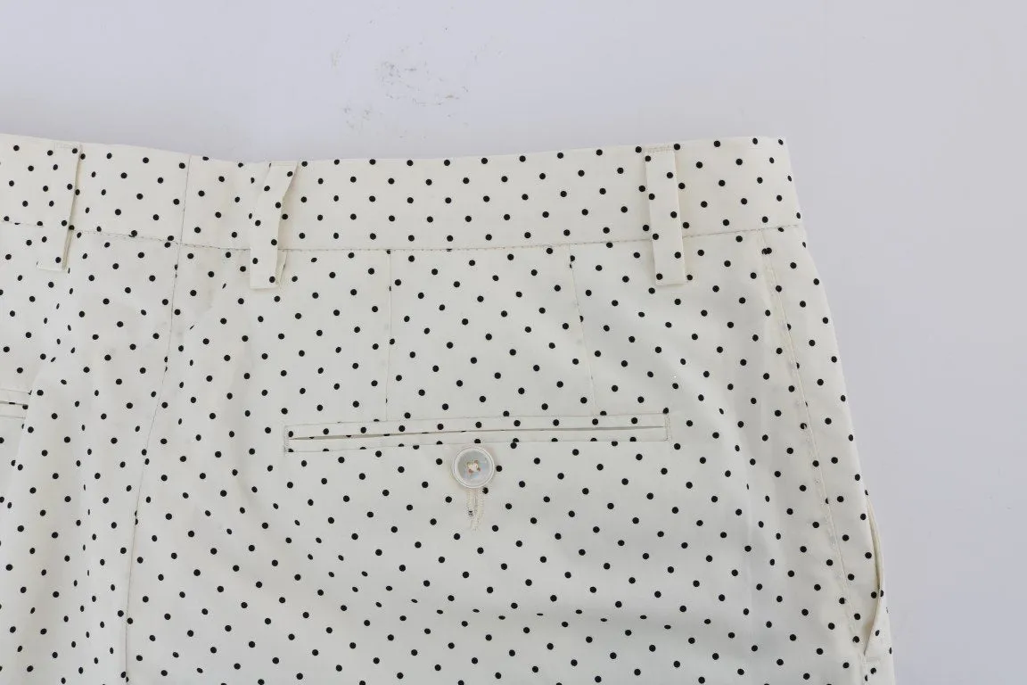 White Cotton Polka Dot Dress Pants