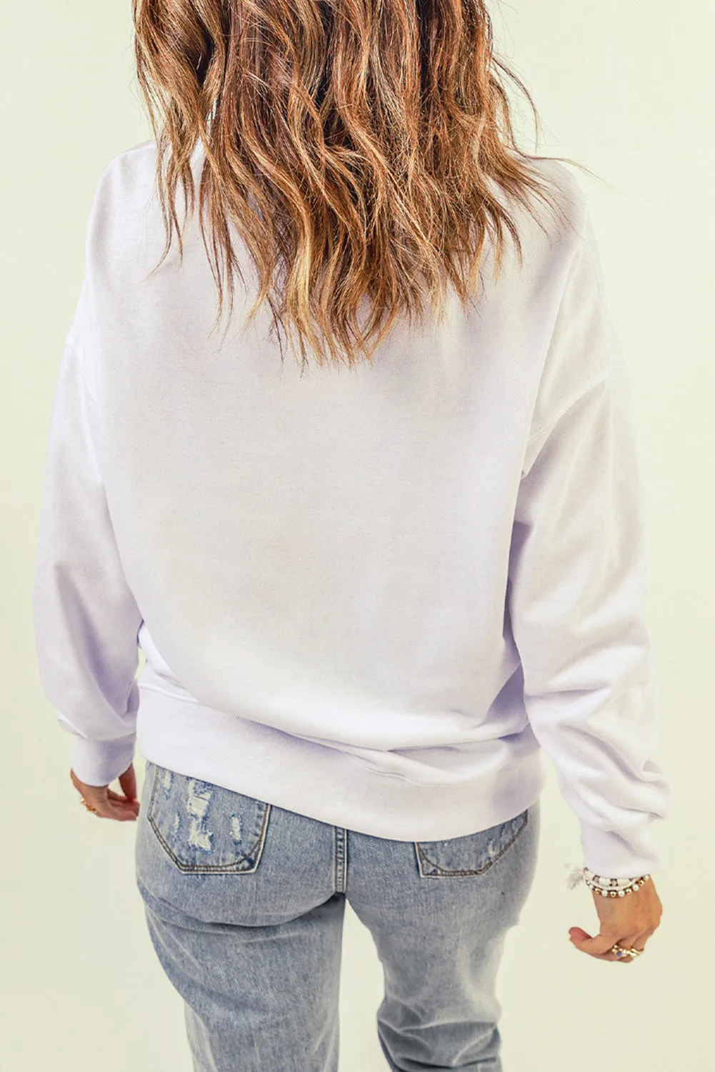 White Special Delivery Car Heart Print Oversized Sweatshirt