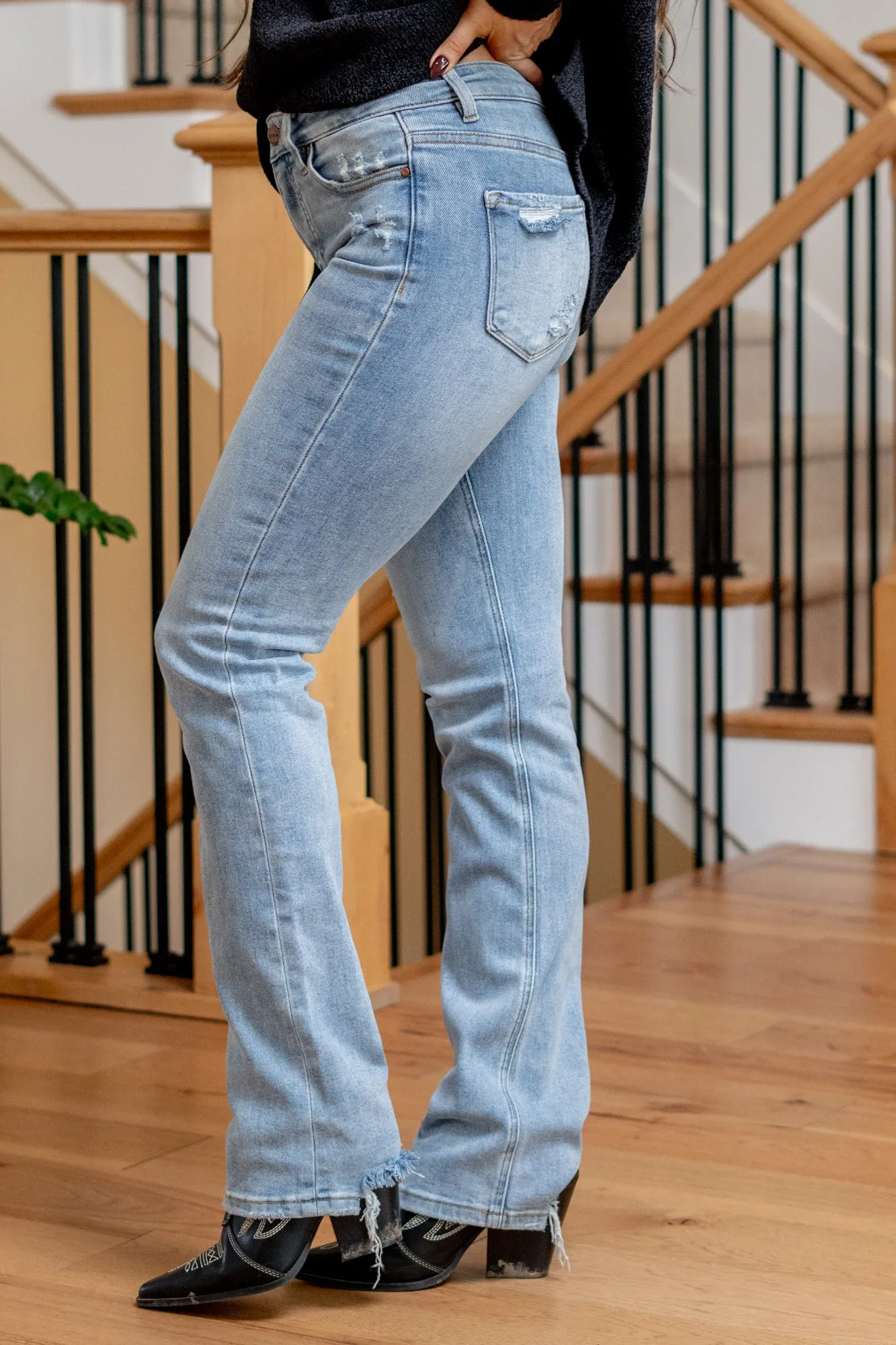 Wildflower Blues High Rise Tummy Control Top Straight Leg