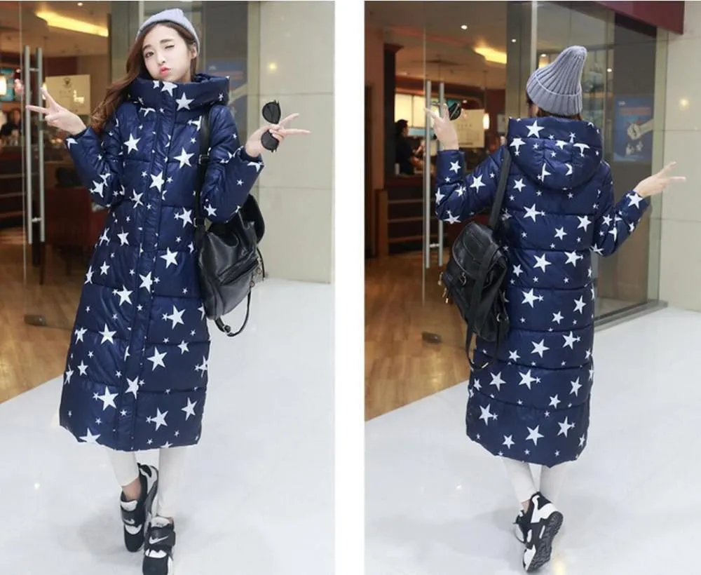 Winter Women's Cotton Slim Long Coat Hooded Parka Jackets Coats White Overcoat Plus Size Down Parkas