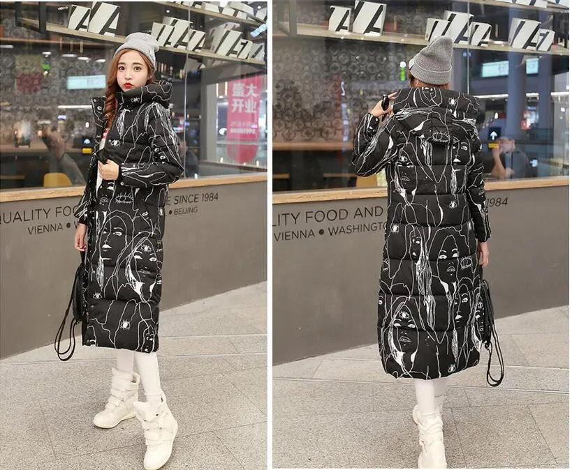 Winter Women's Cotton Slim Long Coat Hooded Parka Jackets Coats White Overcoat Plus Size Down Parkas