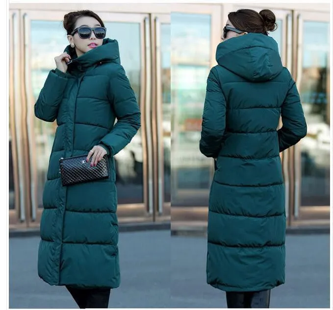 Winter Women's Cotton Slim Long Coat Hooded Parka Jackets Coats White Overcoat Plus Size Down Parkas