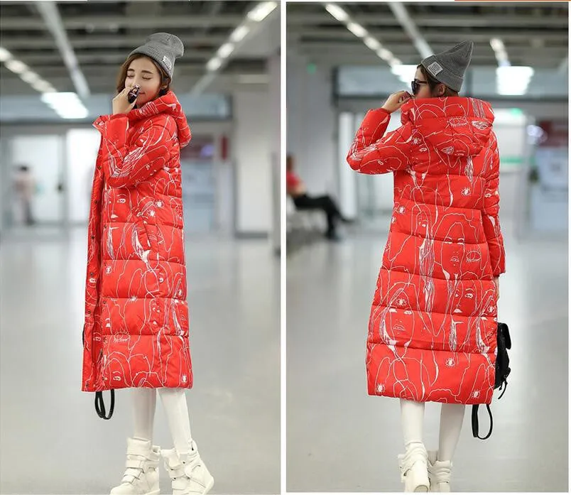 Winter Women's Cotton Slim Long Coat Hooded Parka Jackets Coats White Overcoat Plus Size Down Parkas