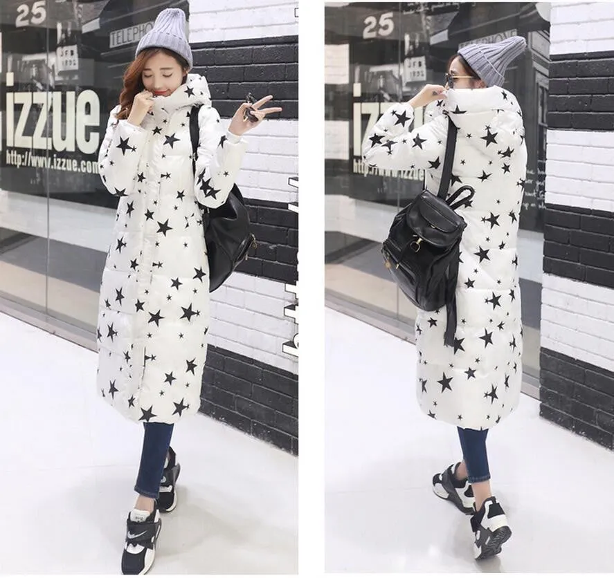 Winter Women's Cotton Slim Long Coat Hooded Parka Jackets Coats White Overcoat Plus Size Down Parkas