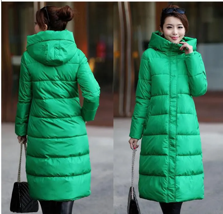 Winter Women's Cotton Slim Long Coat Hooded Parka Jackets Coats White Overcoat Plus Size Down Parkas