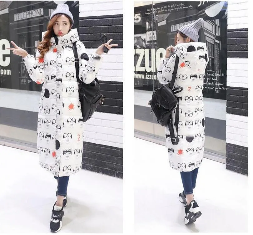 Winter Women's Cotton Slim Long Coat Hooded Parka Jackets Coats White Overcoat Plus Size Down Parkas