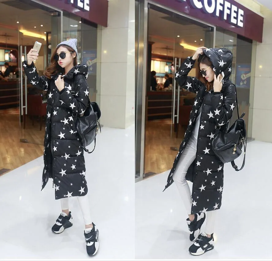 Winter Women's Cotton Slim Long Coat Hooded Parka Jackets Coats White Overcoat Plus Size Down Parkas