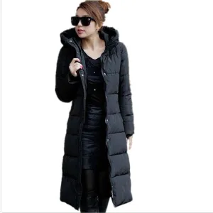 Winter Women's Cotton Slim Long Coat Hooded Parka Jackets Coats White Overcoat Plus Size Down Parkas