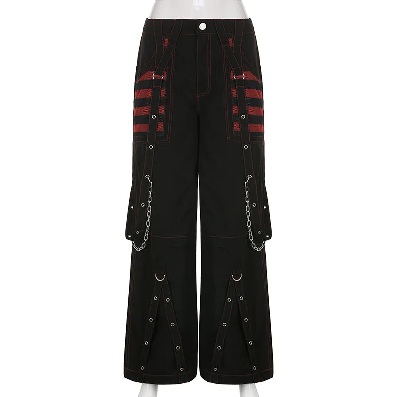 Women Low Waist Pockets Wide Leg Pants Sweatpants