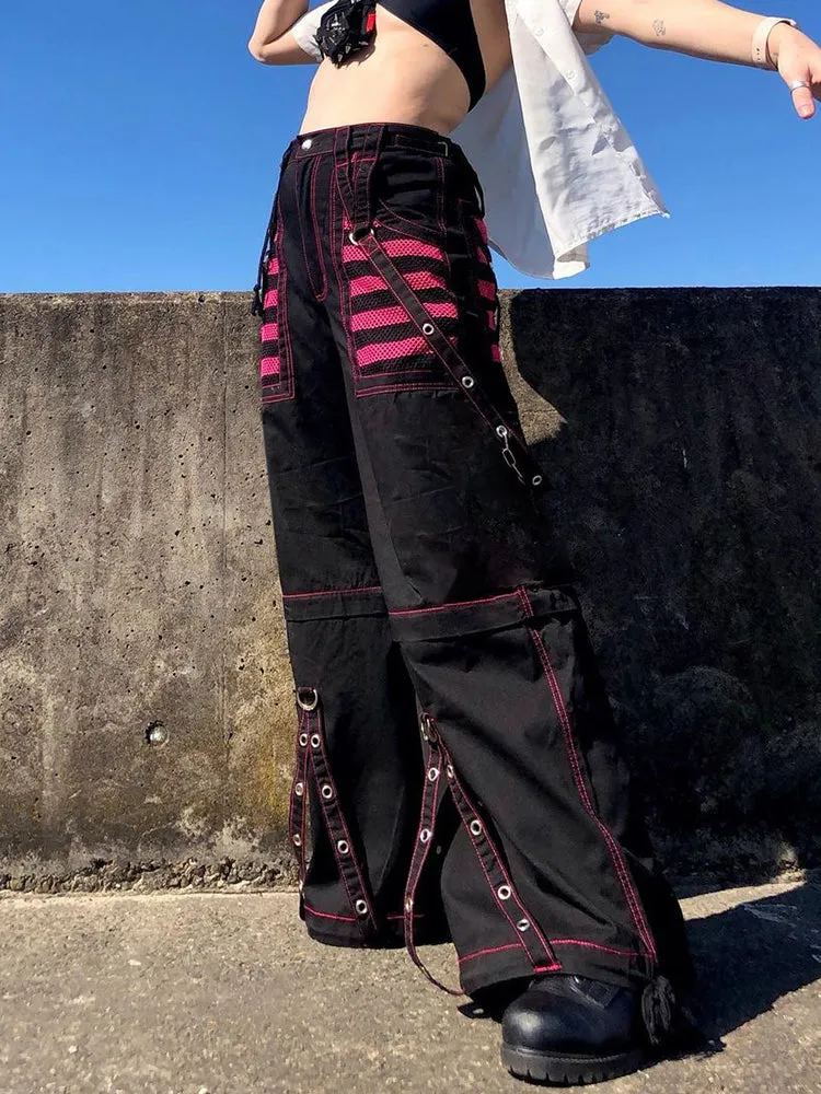 Women Low Waist Pockets Wide Leg Pants Sweatpants