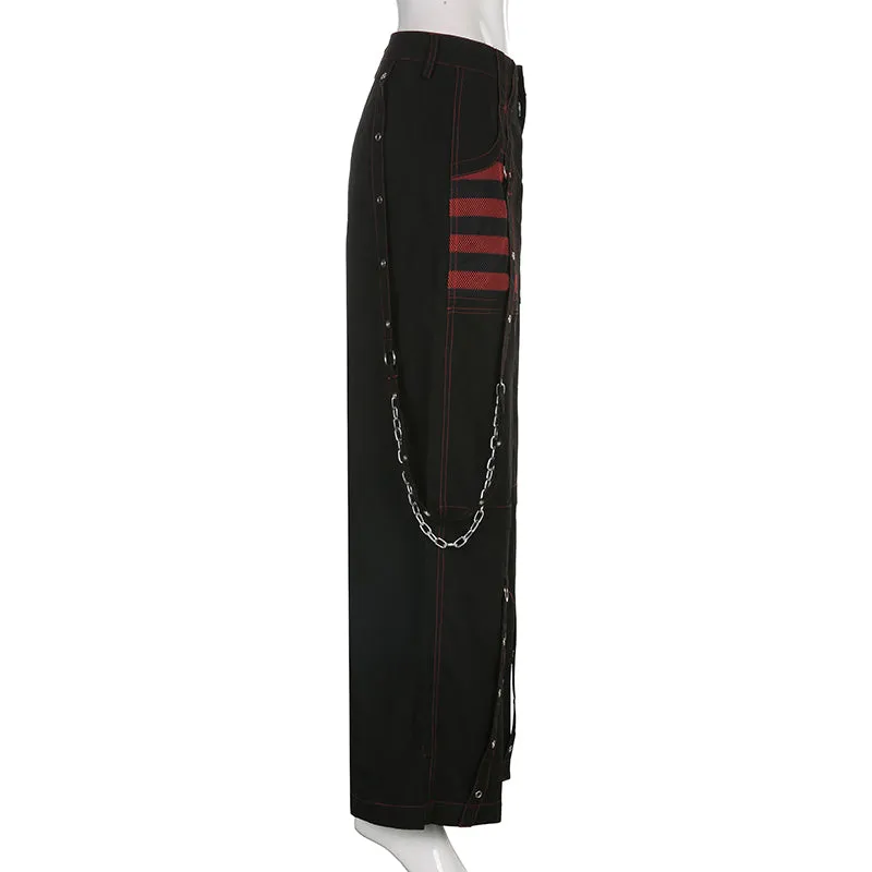Women Low Waist Pockets Wide Leg Pants Sweatpants