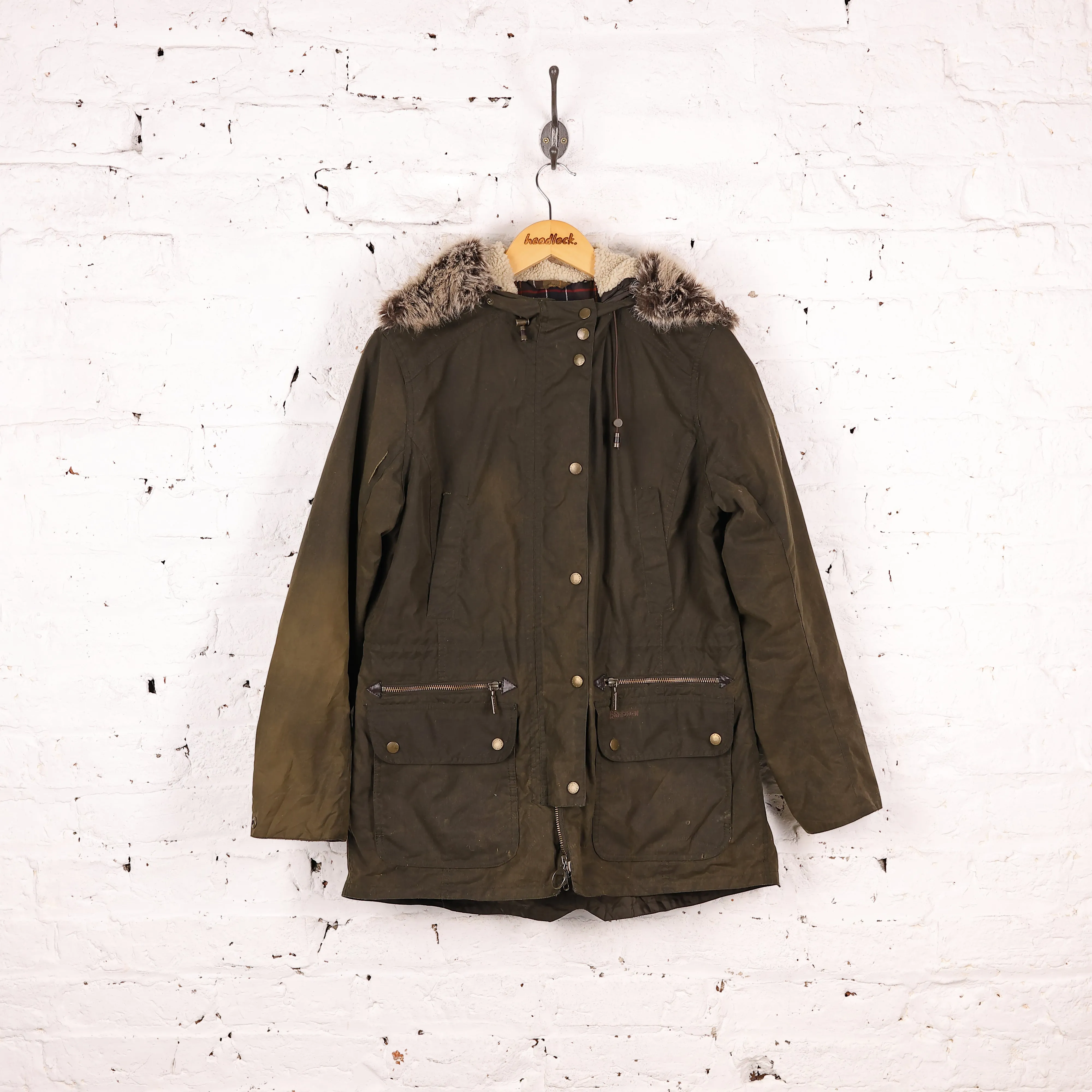 Women's Barbour Kelsall Wax Parka Jacket Coat - Green - Women's L