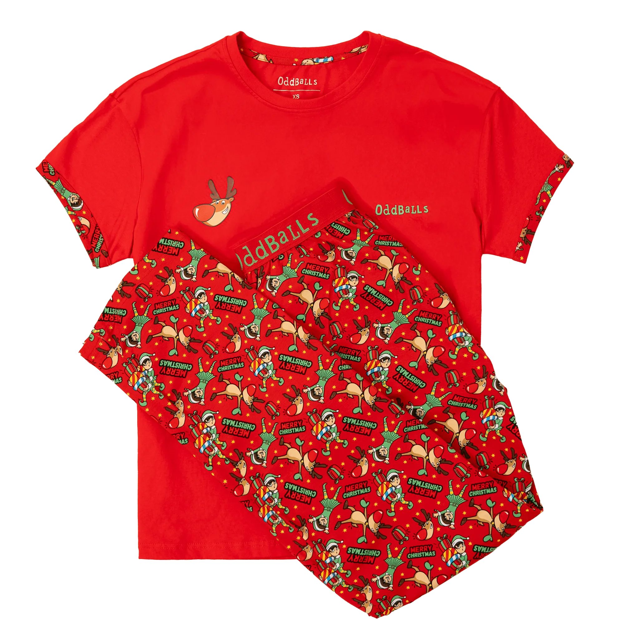 Womens Long Pyjamas - Rudolph - Trousers & T-Shirt