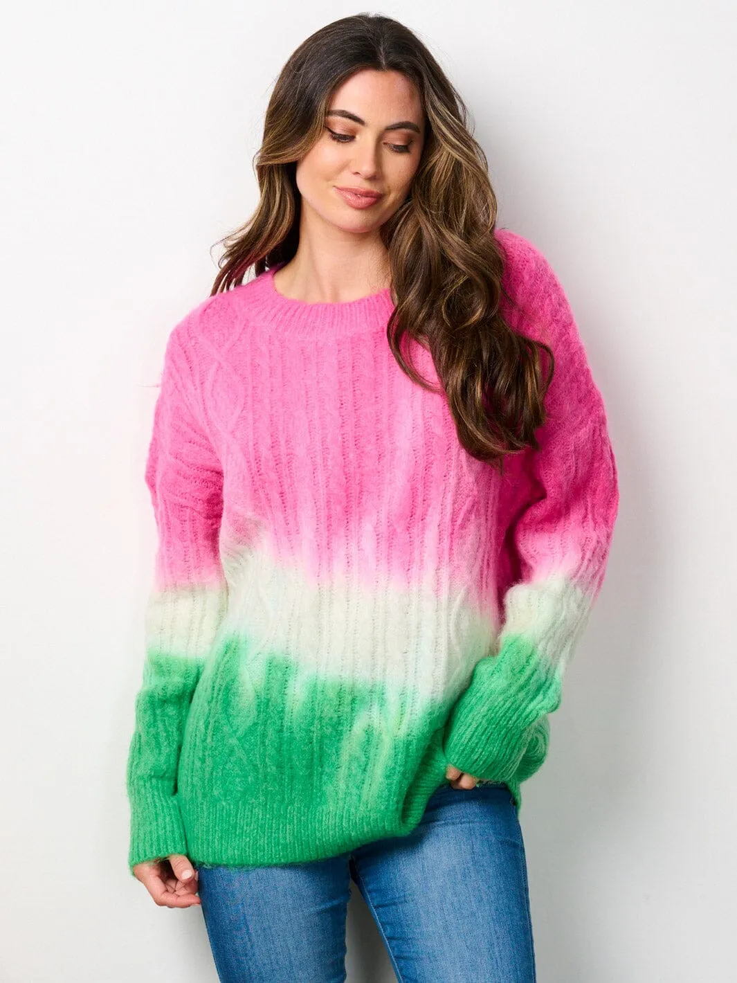 WOMEN'S LONG SLEEVE COLORBLOCK KNITTED SWEATER