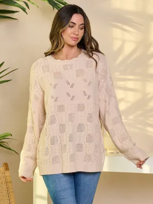 WOMEN'S LONG SLEEVE PULLOVER KNIT SWEATER