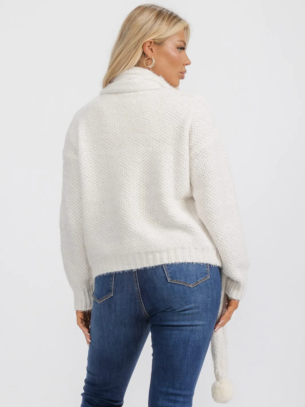 WOMEN'S LONG SLEEVE PULLOVER SWEATER WITH SCARF INCLUDED