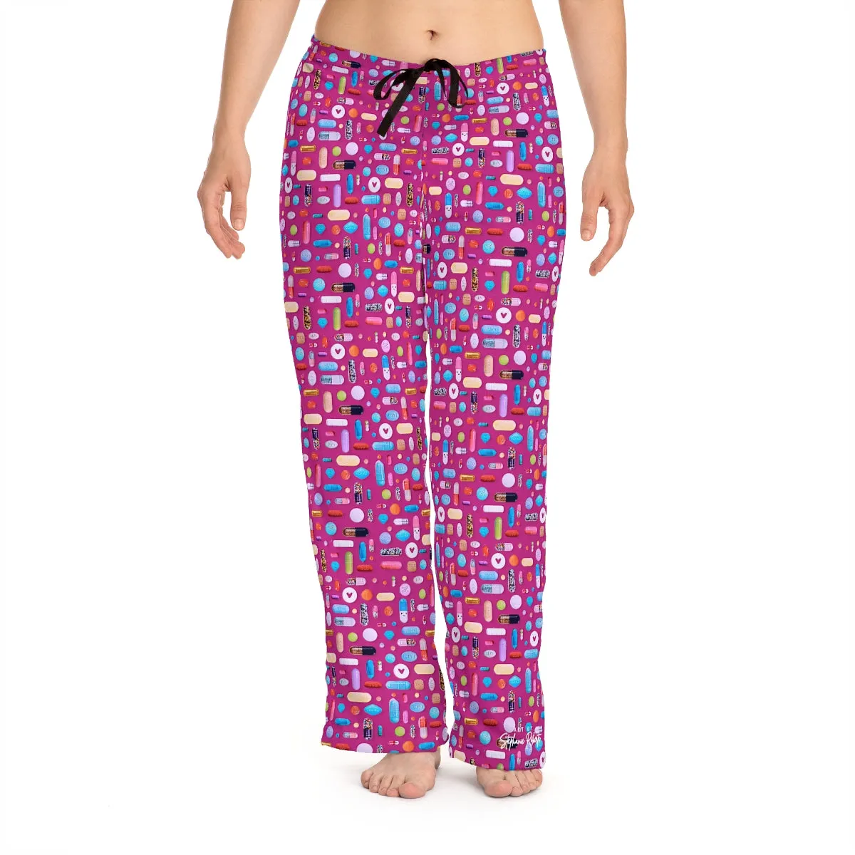Women's Pink Pill Grid Pajama Pants