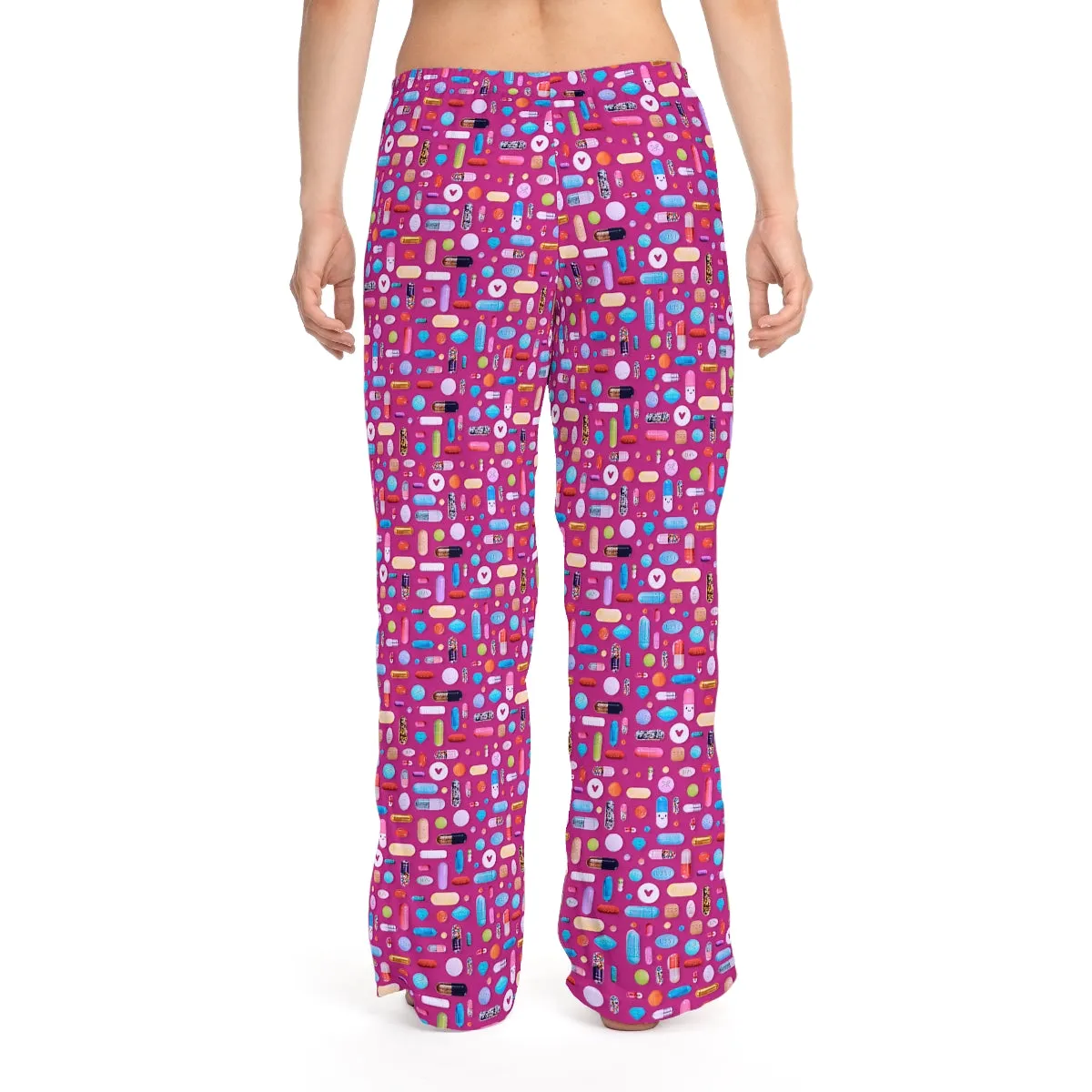 Women's Pink Pill Grid Pajama Pants