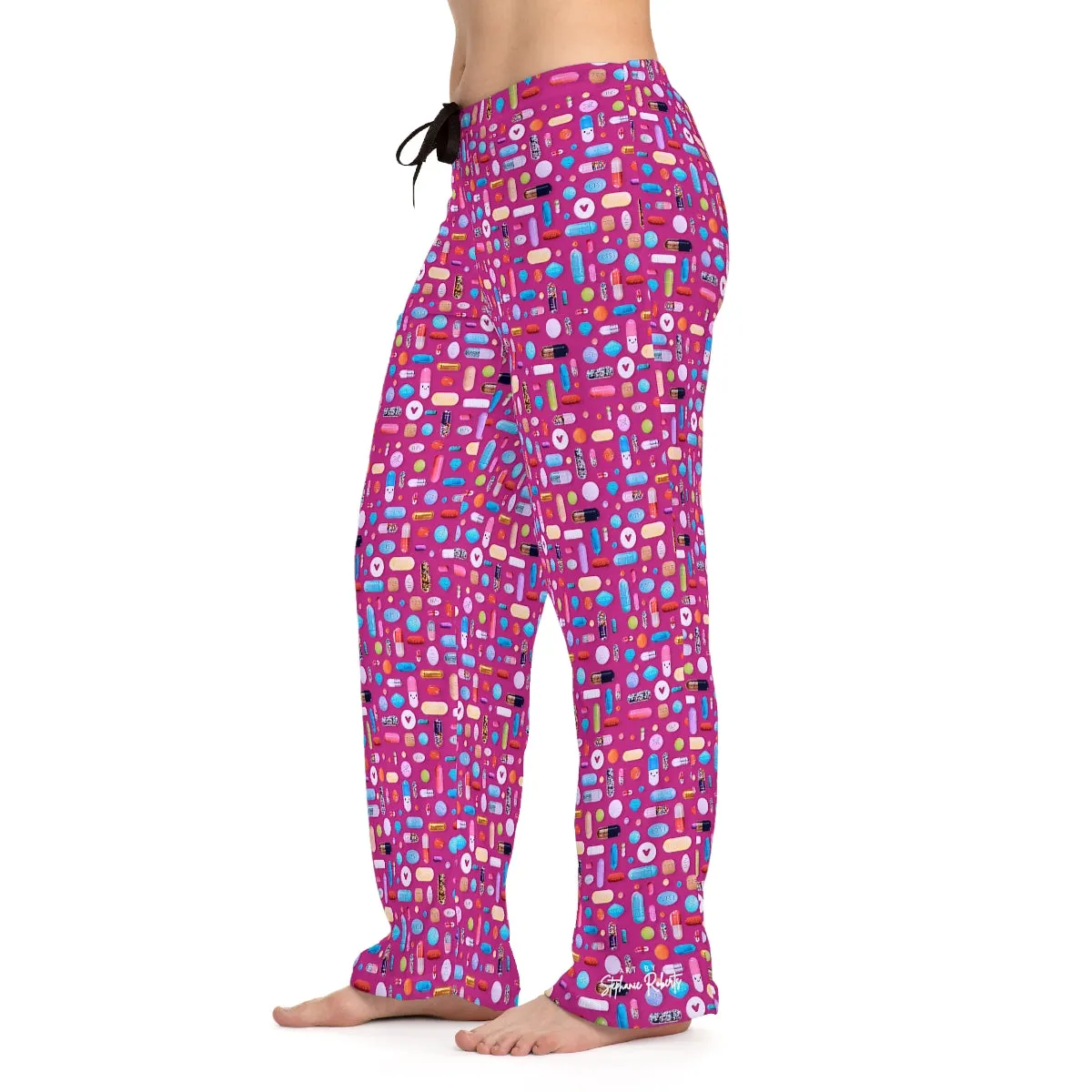 Women's Pink Pill Grid Pajama Pants