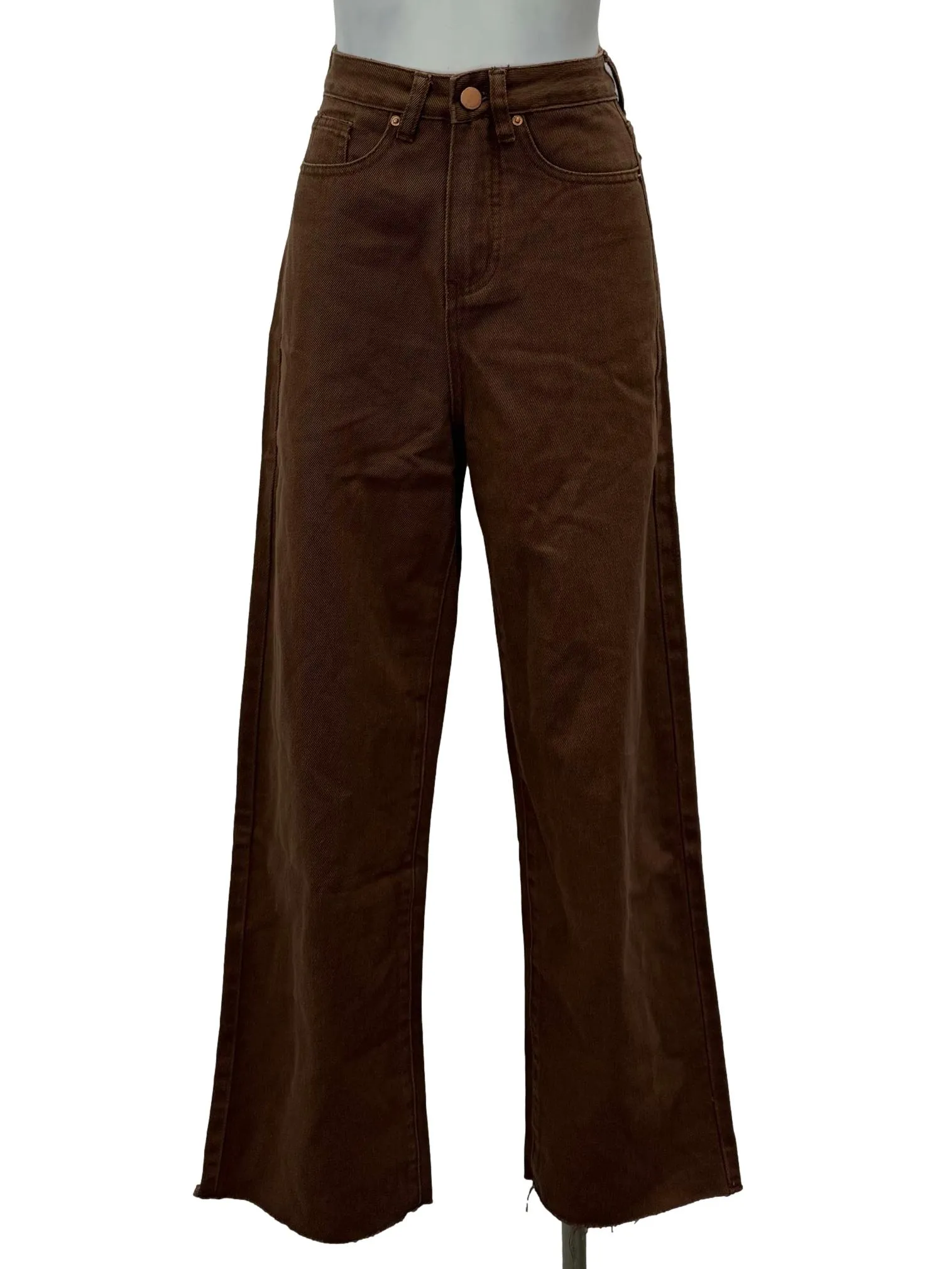 Wood Brown High Waist Straight Jeans