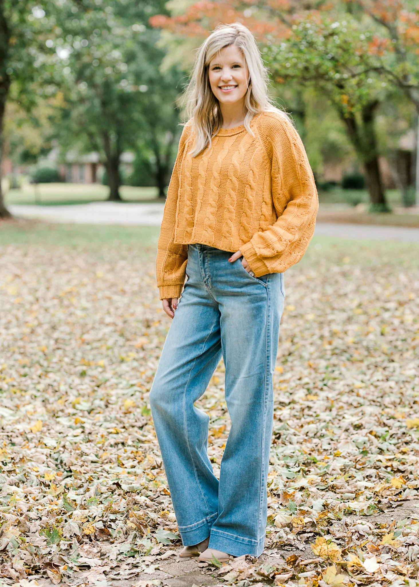 X Goldenrod Cable Knit Layering Sweater