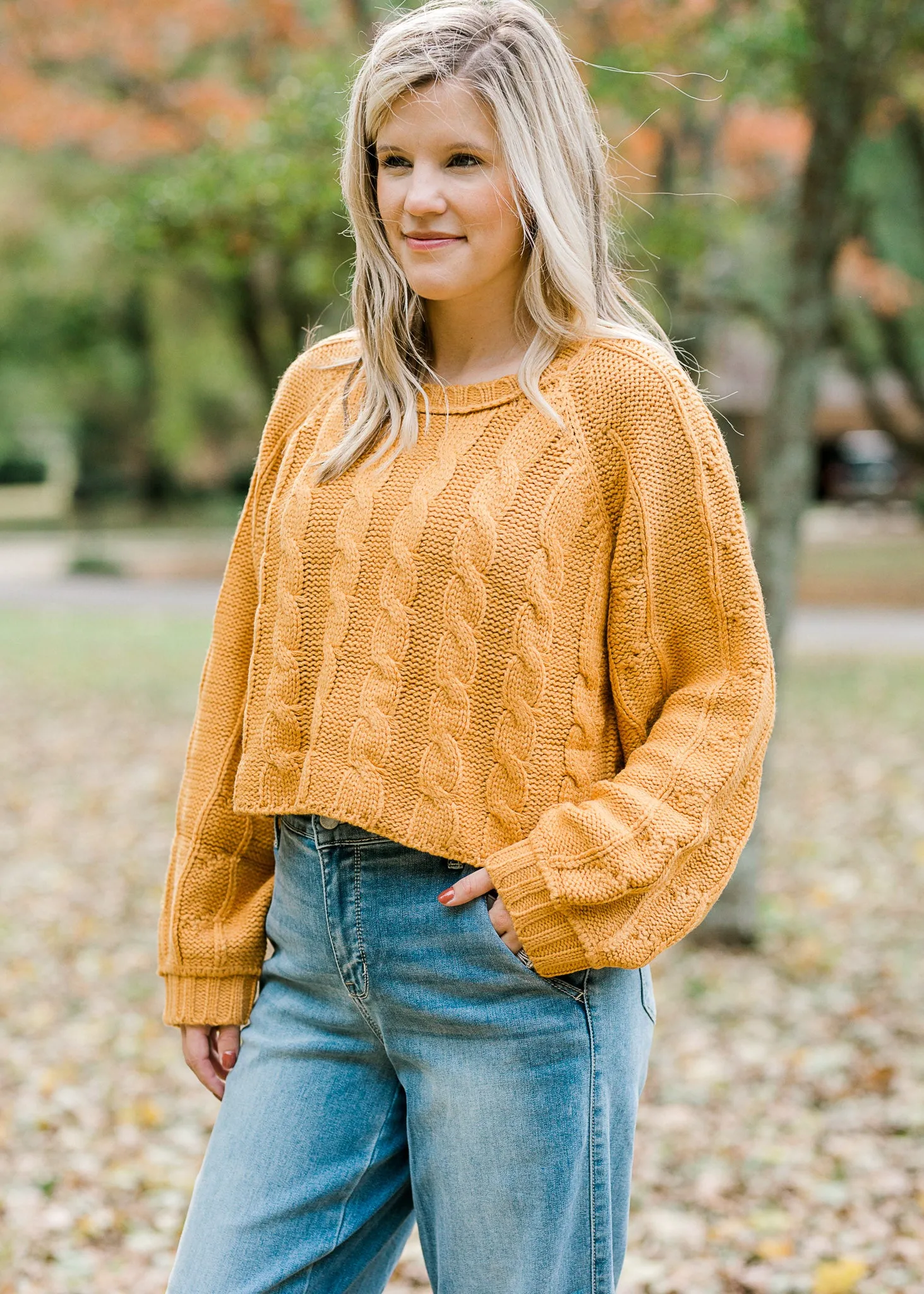 X Goldenrod Cable Knit Layering Sweater