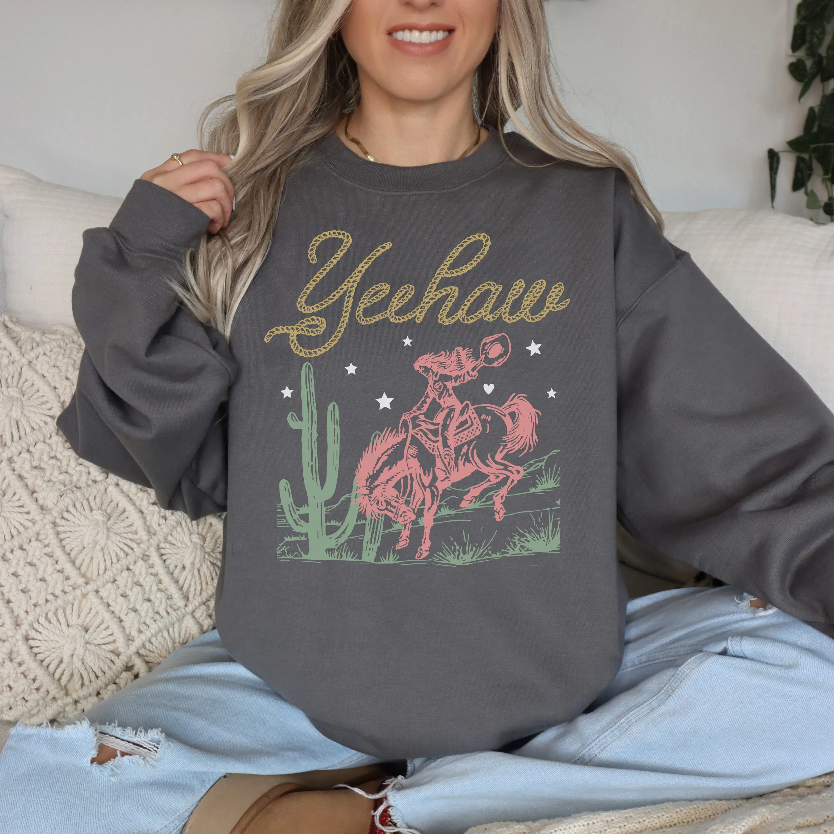 YEEHAW SWEATSHIRT | WESTERN CREWNECK | COWGIRL | COWBOY | DESERT
