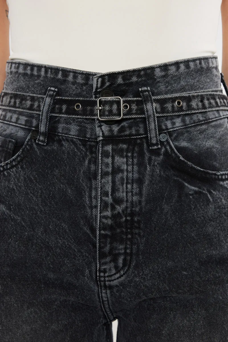 Zinc Ultra High Rise Belted 90's Wide Leg Jeans