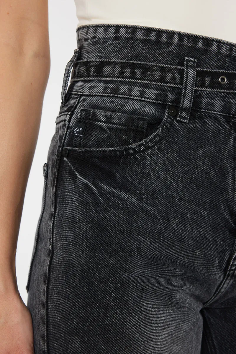 Zinc Ultra High Rise Belted 90's Wide Leg Jeans