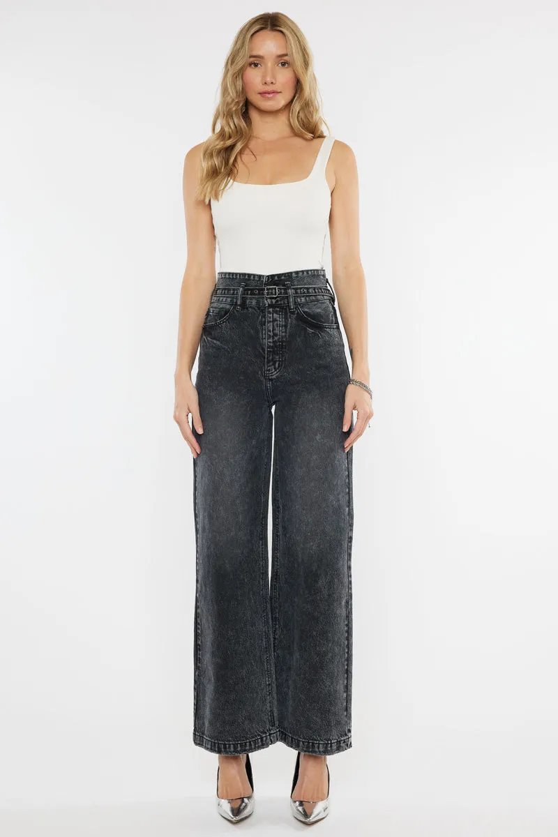 Zinc Ultra High Rise Belted 90's Wide Leg Jeans