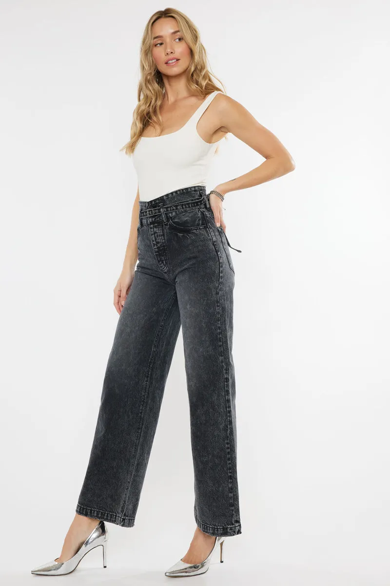 Zinc Ultra High Rise Belted 90's Wide Leg Jeans