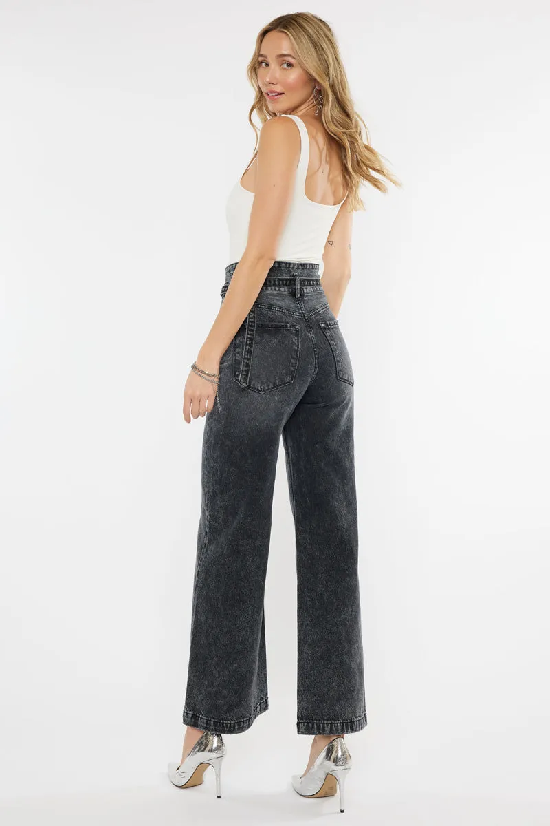 Zinc Ultra High Rise Belted 90's Wide Leg Jeans