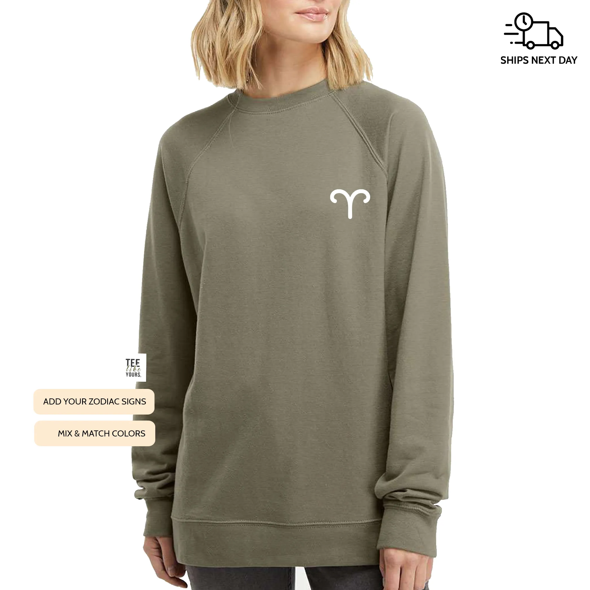 Zodiac Couple Matching Sweatshirts - OLIVE