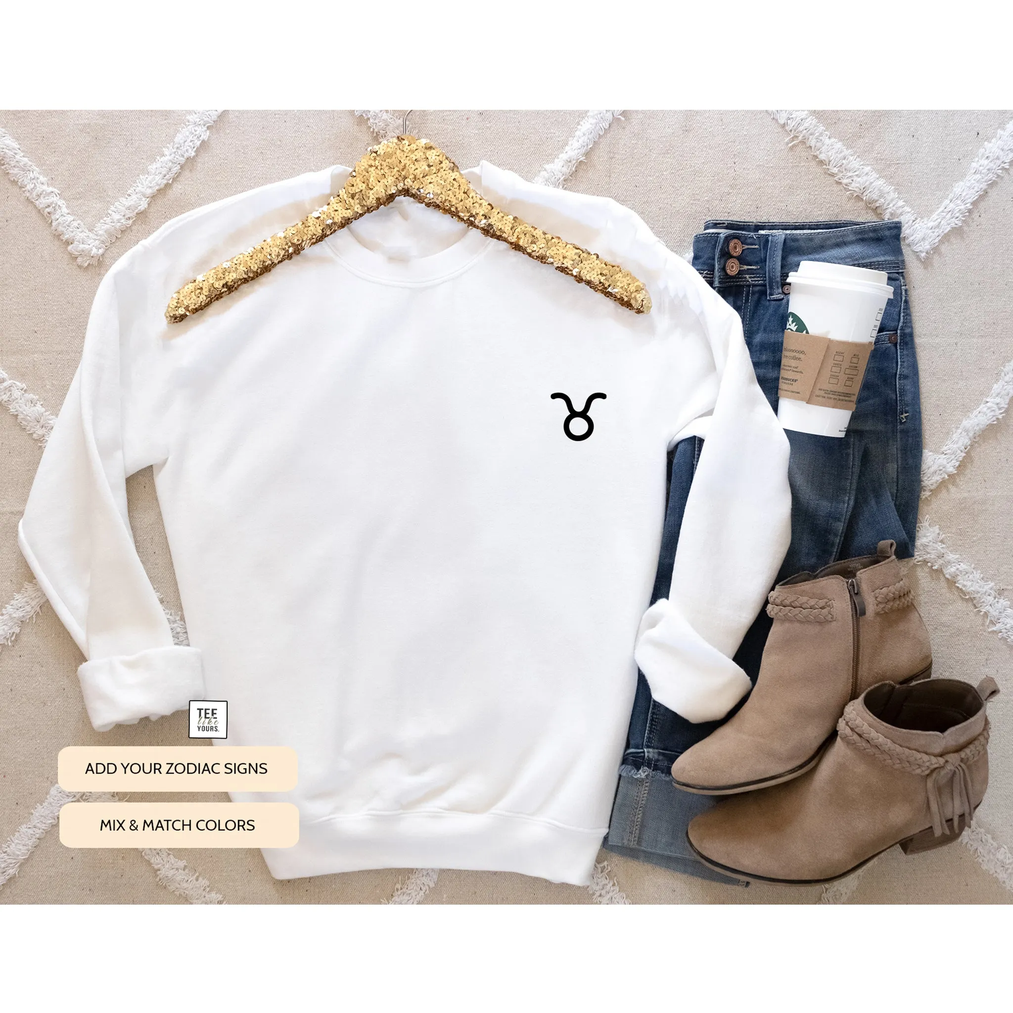 Zodiac Couple Matching Sweatshirts - WHITE